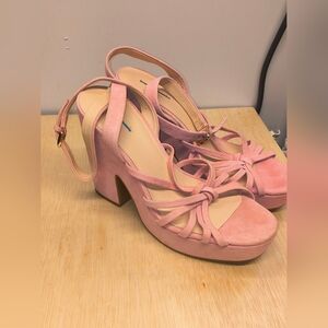 Kate Spade Glenn Platform Sandals - Size 9M Pink Suede